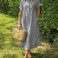 🔥LAST DAY SALE 49% OFF💃Women's Loose Midi Striped Shirt Dress with Pockets