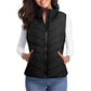 💖HOT SALE 50% OFF✨️Womens Sleeveless Zip Up Outerwear Stand Collar Quilted Puffer Vest💗