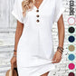 👗50% OFF NOW!⏰Women's Plain Button V Neck Tee Dress– Timeless solid colors & soft fabric – Perfect for work, brunch or summer days🌸