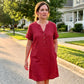 👗Summer Hot Sale 70% OFF✨👗Women's V-Neck Tunic Dress – Relaxed Fit, Pockets & Breathable