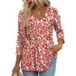 💥2026 Hot Sale 49% OFF👚Women's V Neck Babydoll 3/4 Sleeve Patchwork Print Top