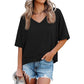 💥2026 Hot Sale 49% OFF👚Women's V Neck T Shirts Casual Short Sleeve Flowy Tops Loose Fit Basic Tees -👍Premium Blend Fabric Flattering V Neckline