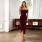 💃Christmas Sale 49% OFF🎉Women's Elegant Off The Shoulder Ruched Velvet Dress