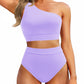 💥Last Day Special Sale 49% OFF🩱One Shoulder High Waisted Bikini Sets Two Piece Swimsuit Tummy Control