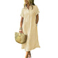 💃LAST DAY SALE 49% OFF👗Women's Loose Midi Striped Shirt Dress with Pockets