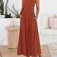 👑Hot Sale 49% OFF💃Women's Solid Color Sleeveless Waist Pleated Design Dress with Pockets