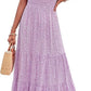 ⏰2026 Summer Hot Sale 50% OFF👗Women's Casual Floral Print Short Flutter Sleeve Smocked High Waist Flowy Maxi Dress
