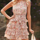 💥Last Day Special Sale 49% OFF💃Women One Shoulder Floral High Waist Flowy A Line Mini Dress