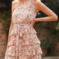 💥Last Day Special Sale 49% OFF💃Women One Shoulder Floral High Waist Flowy A Line Mini Dress