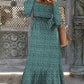 ⏰Summer Hot Sale 70% OFF💃💐Boho Floral Smocked Empire Waist Square Neck Long Sleeve Button Beach Long Maxi Dress
