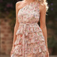 💥Last Day Special Sale 49% OFF💃Women One Shoulder Floral High Waist Flowy A Line Mini Dress