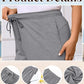 💖LAST DAY SALE 50% OFF💷Women's Plus Size Wide-Leg Capri Lounge Baggy Short Pants -👍✨Knit Comfy Bottoms with Pocket, Mixed Color Drawstring