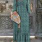 ⏰Summer Hot Sale 70% OFF💃💐Boho Floral Smocked Empire Waist Square Neck Long Sleeve Button Beach Long Maxi Dress