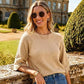 💖2026 Autumn’s Sale 70% OFF✨🍂Women's Three Quarter Length Sleeve Knitwear Crewneck Oversized Sweater Knit Top