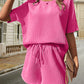 🔥Summer Hot Sale 49% OFF🔥Waffle-Knit Half Sleeve Top and Shorts Set