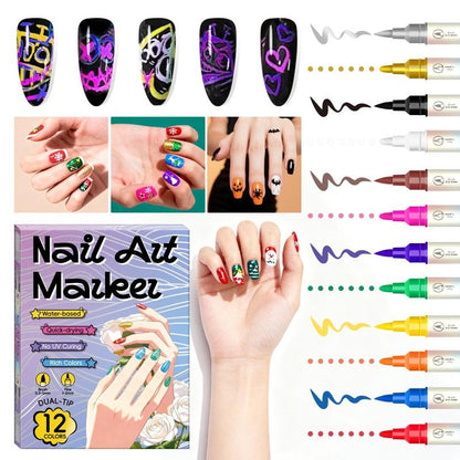 🔥🎁70% OFF!!!-Ready for Christmas!🎅💞50K+ SOLD!🎨Dual‑Tip Nail Art Pens – Quick‑dry, no UV lamp.Fine & brush tips 💅Easy DIY at home. No smudges, just art! 🖌️