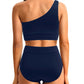 💥Last Day Special Sale 49% OFF🩱One Shoulder High Waisted Bikini Sets Two Piece Swimsuit Tummy Control