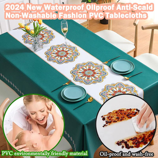 💥Hot Sale 49% OFF🎁2024 New Waterproof Oilproof Anti-Scald Non-Washable Fashion PVC Tablecloths