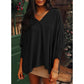 Womens Tunic Tops V Neck Casual Loose 3/4 Sleeve Shirts