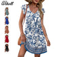 ⏰2026 Hot Sale 50% OFF💃Women's Summer Ruffle Sleeve V Neck Loose Swing Dress with Pockets