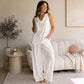 🏖️Summer Hot Sale 50% OFF💃Elegant Women's Halter V-Neck Sleeveless Top & Wide Leg Pants 2 Piece Set