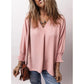 Womens Tunic Tops V Neck Casual Loose 3/4 Sleeve Shirts