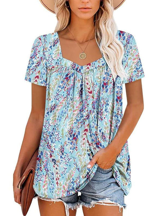 ⏰Hot Sale 50% Off🔥Women's Summer Pleated Printed Short-Sleeves