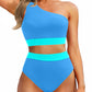 💥Last Day Special Sale 49% OFF🩱One Shoulder High Waisted Bikini Sets Two Piece Swimsuit Tummy Control