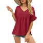 💖LAST DAY SALE 50% OFF💷👕Women's Tops Casual V Neck Ruffle Sleeve T Shirts Babydoll Loose Fit Peplum Top🌿