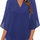 🌹LAST DAY SALE 50% OFF🌹Women's Plain Short Sleeve V-Neck Chiffon Blouse
