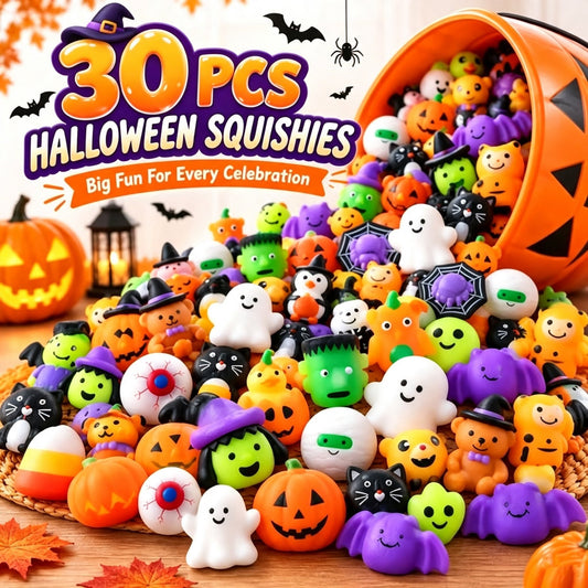 🔥 From Just £7.99 | 30PCS Halloween Mochi Squishy Toys – Spooky Party Favour Set 🎃