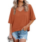💥2026 Hot Sale 49% OFF👚Women's V Neck T Shirts Casual Short Sleeve Flowy Tops Loose Fit Basic Tees -👍Premium Blend Fabric Flattering V Neckline