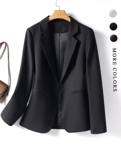 🎉2026 Hot Sale 50% OFF💞🔥Women's Solid Color Long Sleeve Button Front Blazer with Pockets, Slim-Fit Spring & Fall Outerwear for Office and Daily Wear