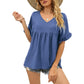 💖LAST DAY SALE 50% OFF💷👕Women's Tops Casual V Neck Ruffle Sleeve T Shirts Babydoll Loose Fit Peplum Top🌿