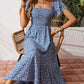 🌈2026 Summer Hot Sale 50% OFF!✨Square Neck Floral Midi Dress – Smocked Bodice, Flowy Tiered Skirt, Romantic🌸