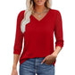 🏆🌷2026 Hot Sale-49% OFF🔥Women's 3/4 Length Sleeve V-Neck Lace Tunic Tops Business Casual Blouses