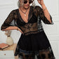 💗LAST DAY SALE 60% OFF⚡50K+ SOLD💕Boho Lace Beach Cover-Up Dress – V-Neck Sheer Swim Cover
