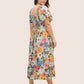 ⏰🌈Summer Hot Sale 70% OFF💃Floral Smocked Square Neck Midi Dress with Pockets