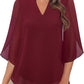 🌹LAST DAY SALE 50% OFF🌹Women's Plain Short Sleeve V-Neck Chiffon Blouse