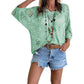 👍2026 Summer Hot Sale 50% OFF💥Women's Hollow Out V Neck Jumper Drop Shoulder Crochet Knit Top