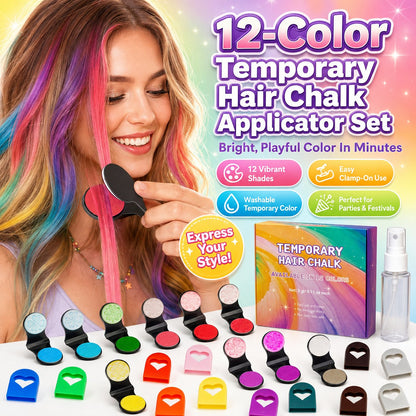 ⏳LAST DAY SALE 70% OFF!!🌈12-Color Temporary Hair Chalk Applicator Set🌈 |✅No Bleach, No Stain |