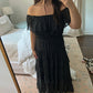 💥Last Day Special Sale 49% OFF💃Women's Off Shoulder Ruffle Tiered Midi Dress