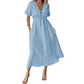 📢2026 Summer Hot Sale 49% OFF🌈⏰Women's Lightweight Summer Cotton Dress V-Neck Bohemian Casual Loose Short Sleeve Drawstring Beach Dress with Pockets