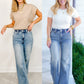High Rise Double Button Wide Leg Jeans (Buy 2 Free Shipping)