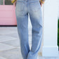 High Rise Double Button Wide Leg Jeans (Buy 2 Free Shipping)