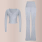 🔥2026 New Year Big Sale 50% OFF!!⚡50K+ SOLD!💕Slim-Fit V-Neck Crop Top & Pants Set