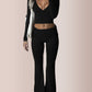 🔥2026 New Year Big Sale 50% OFF!!⚡50K+ SOLD!💕Slim-Fit V-Neck Crop Top & Pants Set