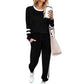 🔥LAST DAY SALE 70% OFF👍✨Women's Solid Long Sleeve Round Neck Pulloever Top Drawstring Pants Set
