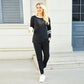 🔥LAST DAY SALE 70% OFF👍✨Women's Solid Long Sleeve Round Neck Pulloever Top Drawstring Pants Set