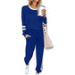 🔥LAST DAY SALE 70% OFF👍✨Women's Solid Long Sleeve Round Neck Pulloever Top Drawstring Pants Set
